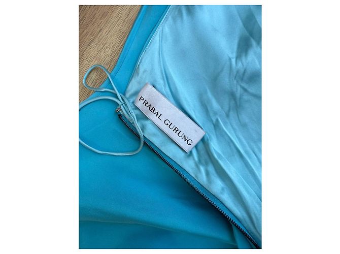 Prabal Gurung Kleid aus blauer Seide - Ansicht 9