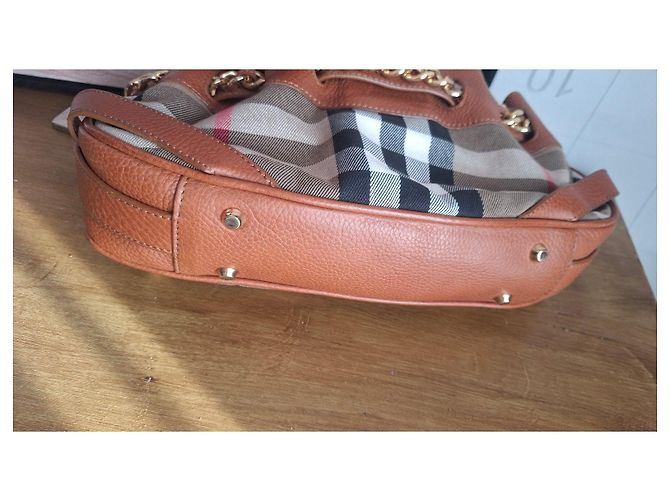 Borsa a spalla Burberry in pelle e tessuto Marrone Multicolore - vista 11