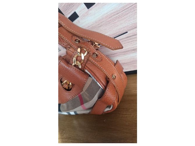 Borsa a spalla Burberry in pelle e tessuto Marrone Multicolore - vista 3