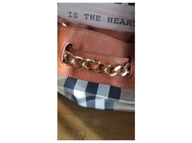 Borsa a spalla Burberry in pelle e tessuto Marrone Multicolore - vista 4