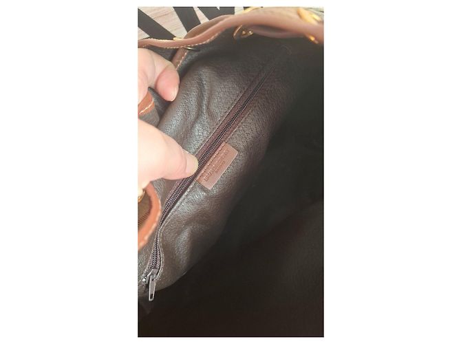 Borsa a secchiello Burberry Nova Check in pelle e tela Marrone Beige - vista 11