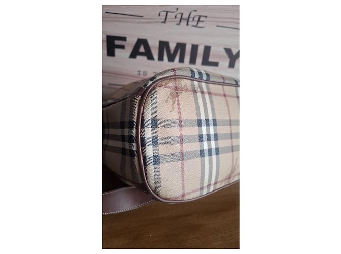 Borsa a secchiello Burberry Nova Check in pelle e tela Marrone Beige - vista 6