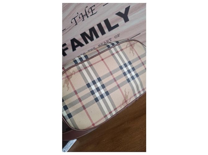 Borsa a secchiello Burberry Nova Check in pelle e tela Marrone Beige - vista 8
