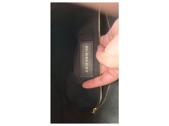 Borsa tote Burberry Check in pelle beige Marrone Nero Bianco Rosso - vista 12
