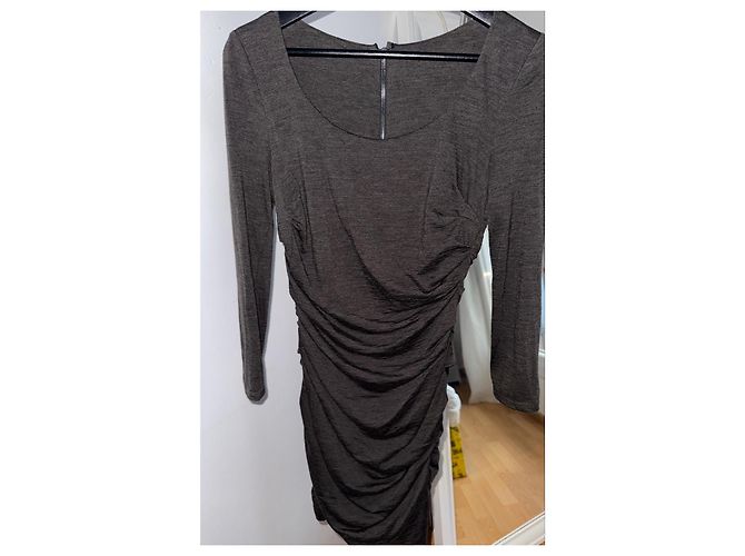 Dolce & Gabbana Raffung Bodycon Kleid aus Schurwolle Anthrazitgrau - Ansicht 4