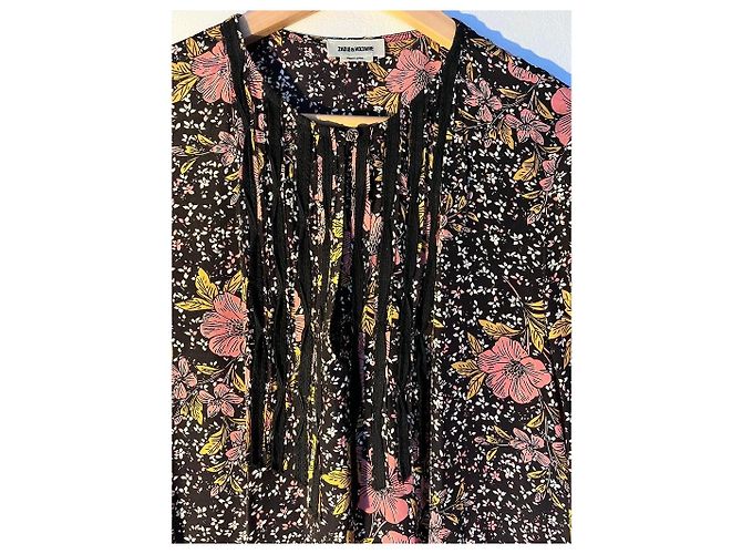 Zadig & Voltaire Remus Seidenkleid mit Blumenmuster Schwarz - Ansicht 2