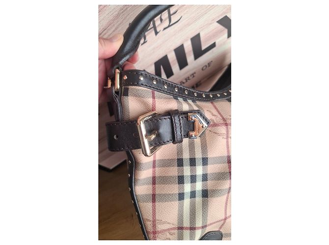 Borsa Hobo Burberry Check Marrone Multicolore Beige - vista 10