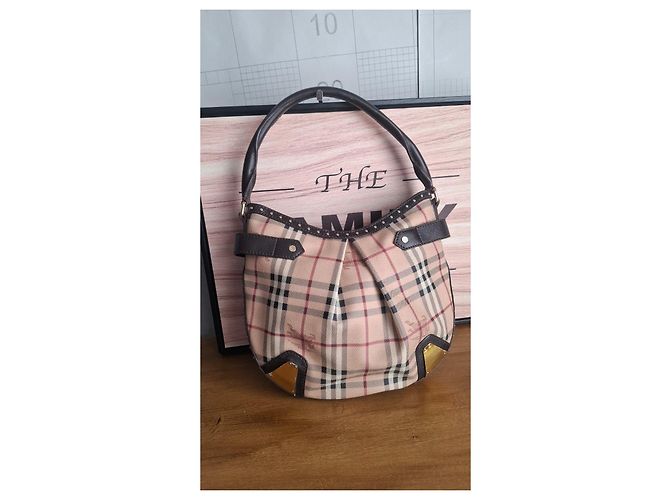 Borsa Hobo Burberry Check Marrone Multicolore Beige - vista 2