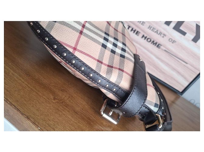 Borsa Hobo Burberry Check Marrone Multicolore Beige - vista 7
