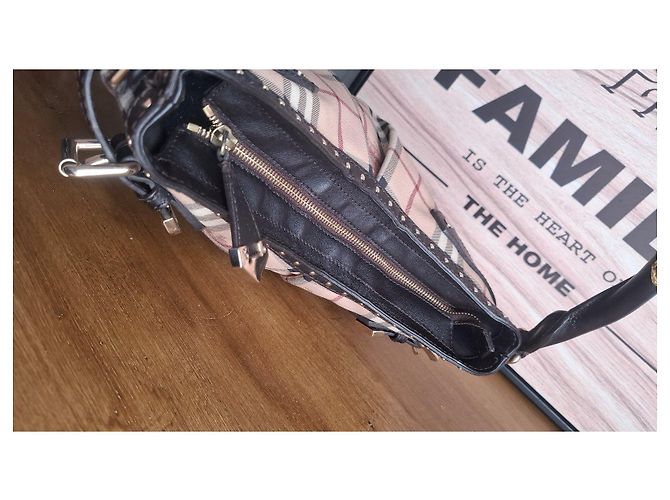 Borsa Hobo Burberry Check Marrone Multicolore Beige - vista 9