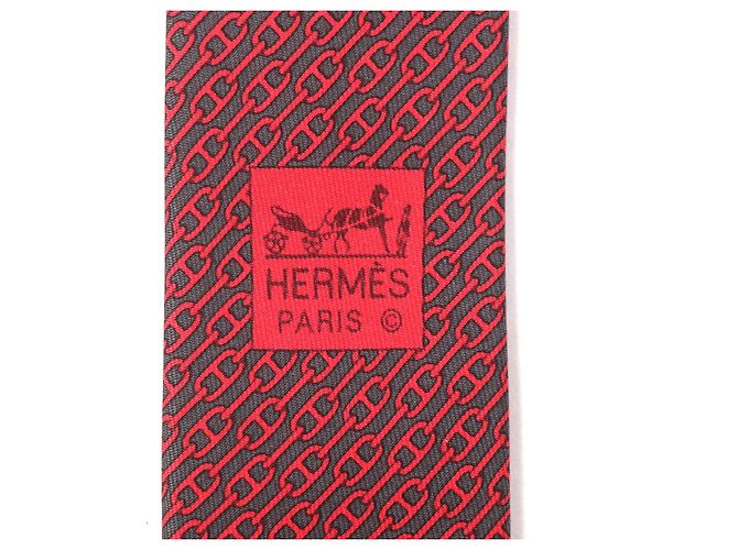 Cravatta in seta Chaine d'Ancre di Hermès Grigio - vista 6