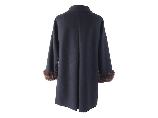 Autre Marque MACKINTOSH PHILOSOPHY Abrigo de piel de conejo de lana Azul Azul marino - vista 3