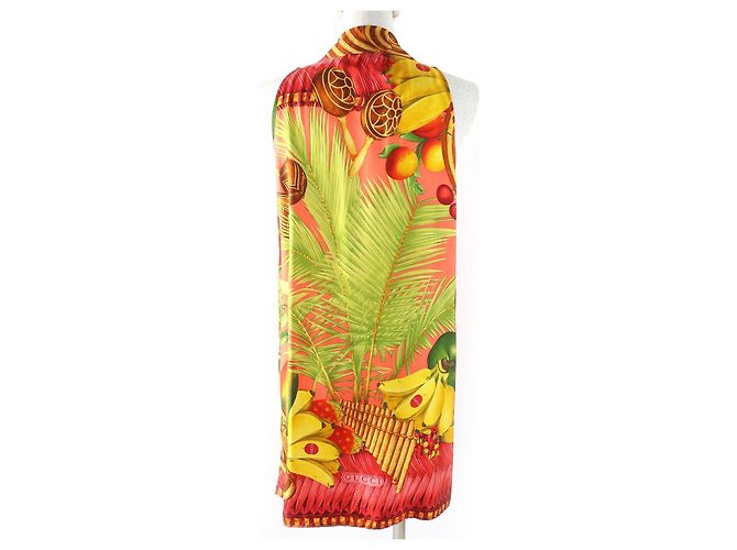 Camisa sin mangas de seda con estampado de frutas y logo de Gucci Tom Ford Roja Multicolor - vista 3