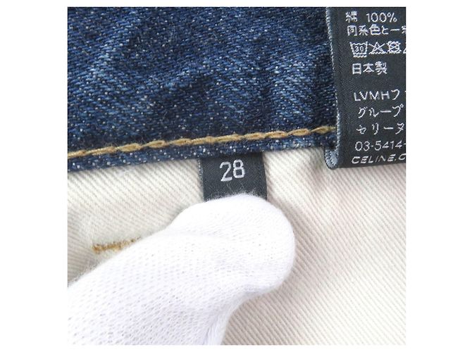 Céline Pantalones de mezclilla de algodón con botón Celine Azul - vista 7