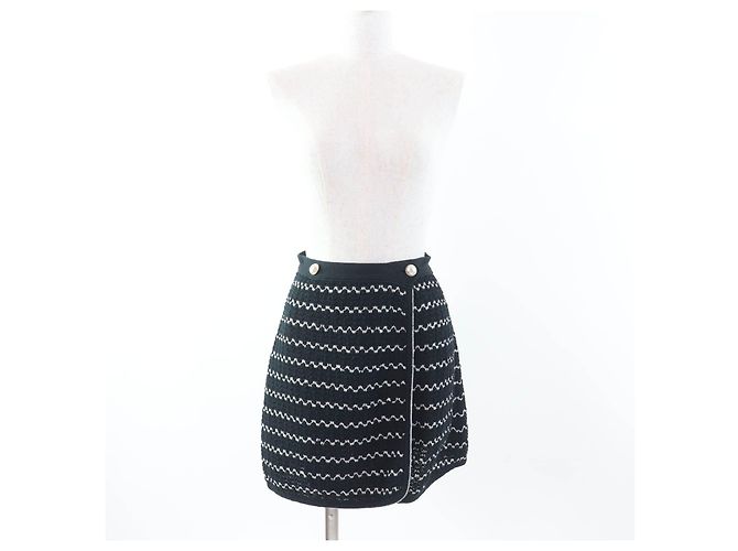 Timeless Falda de algodón y rayón Chanel P49277 Negro Blanco - vista 2
