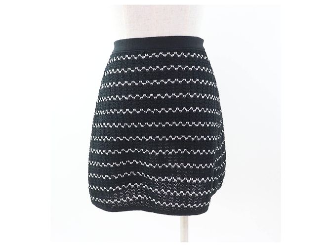 Timeless Falda de algodón y rayón Chanel P49277 Negro Blanco - vista 4