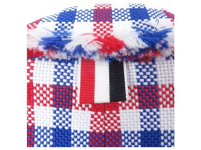 Thom Browne Gingham check Polyester Cotton Tailored Jacket White Blue - view 5