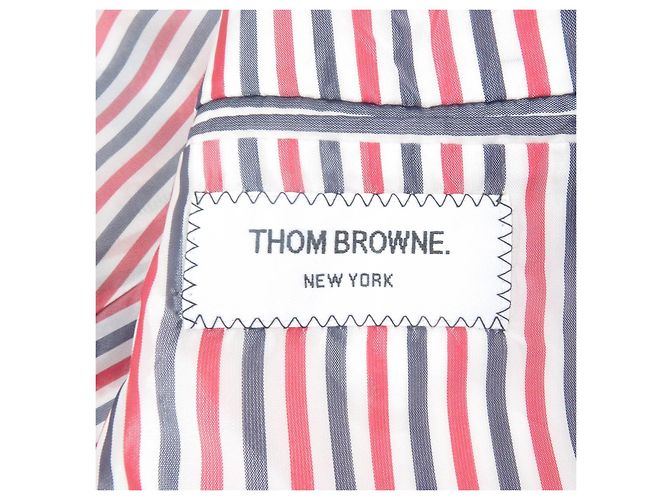 Thom Browne Gingham check Polyester Cotton Tailored Jacket White Blue - view 8