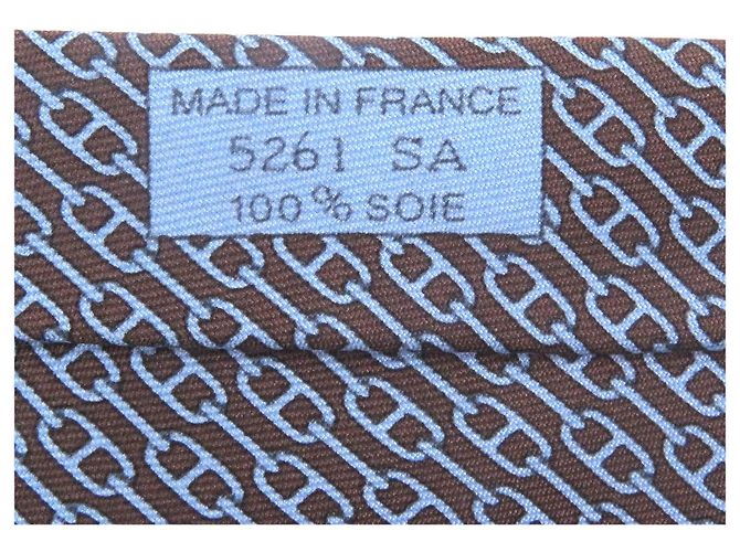 Hermès Hermes Chaine All-over Pattern Silk Tie Brown - view 6
