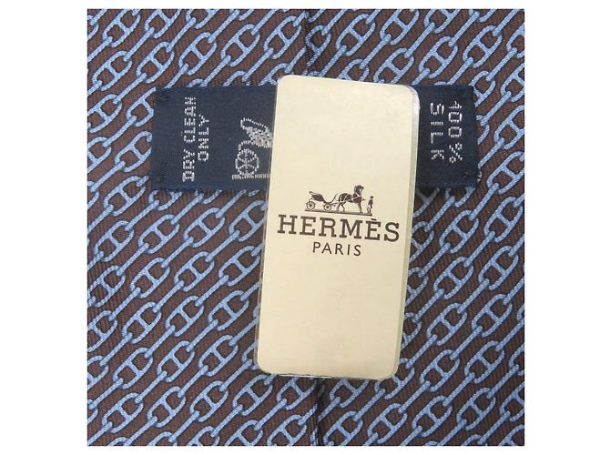 Hermès Hermes Chaine All-over Pattern Silk Tie Brown - view 8