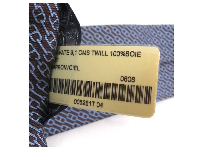 Hermès Hermes Chaine All-over Pattern Silk Tie Brown - view 9