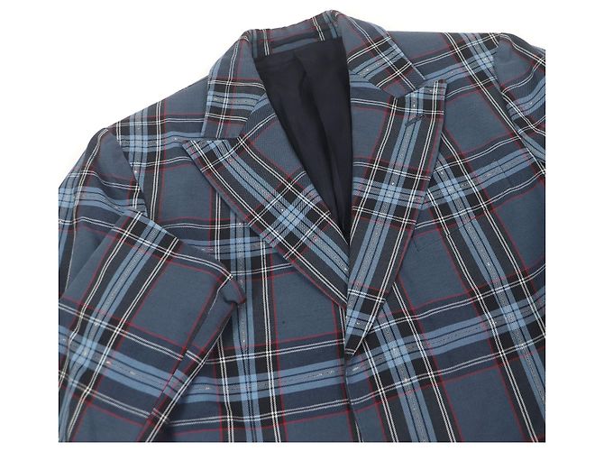 Autre Marque Blazer in cotone e lino a quadri tartan Gabriele Pasini Blu - vista 2