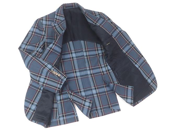 Autre Marque Blazer in cotone e lino a quadri tartan Gabriele Pasini Blu - vista 3