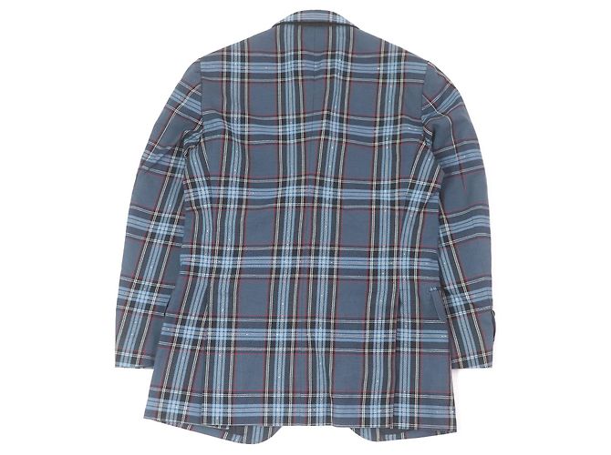 Autre Marque Blazer in cotone e lino a quadri tartan Gabriele Pasini Blu - vista 4