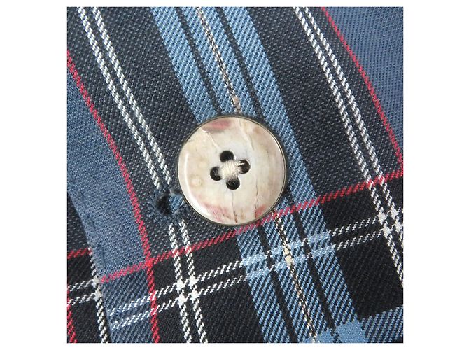 Autre Marque Blazer in cotone e lino a quadri tartan Gabriele Pasini Blu - vista 5
