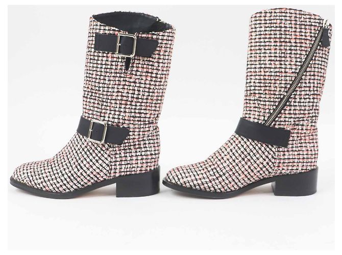 Timeless Chanel COCO Mark Tweed-Lederstiefel Mehrfarben - Ansicht 3