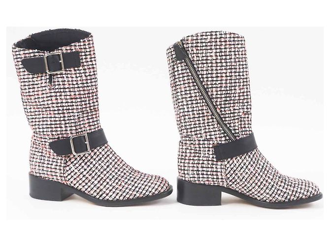 Timeless Chanel COCO Mark Tweed-Lederstiefel Mehrfarben - Ansicht 4