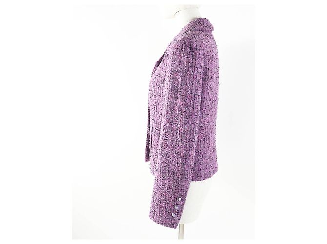 Timeless Chanel 22P Lion Button Acrylic Polyester Jacket Purple - view 3