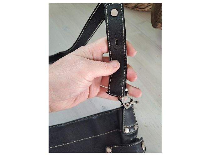 Borsa a spalla in pelle nera Longchamp Nero - vista 4