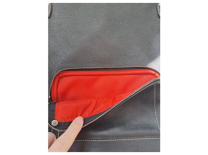 Borsa a spalla in pelle nera Longchamp Nero - vista 5