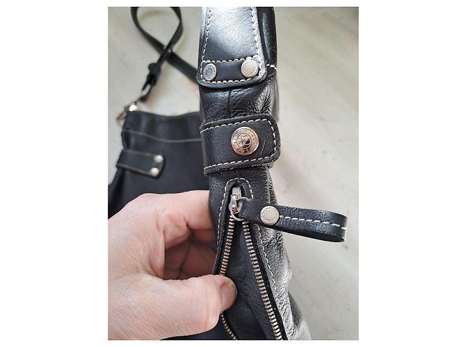 Borsa a spalla in pelle nera Longchamp Nero - vista 9