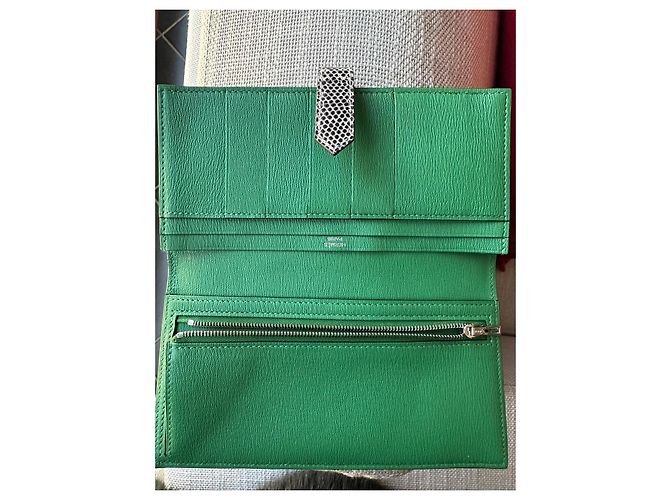 Hermès Bearn Soufflet Wallet in Exotic Leather Green - view 10