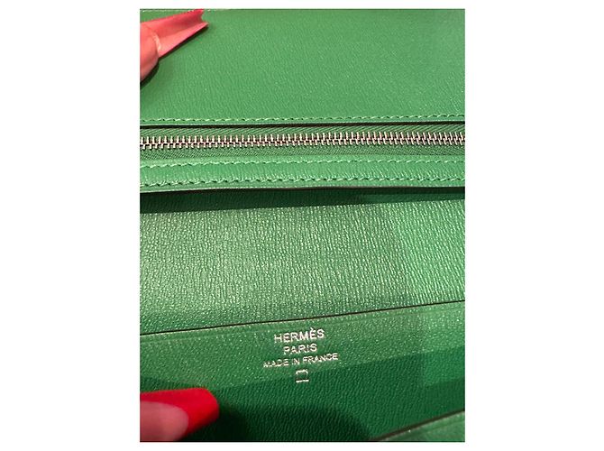 Hermès Bearn Soufflet Wallet in Exotic Leather Green - view 7