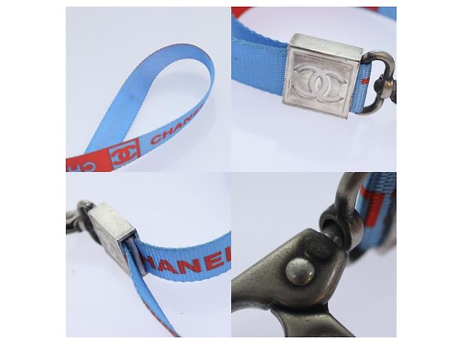 Cinturino in nylon CC Chanel Blu - vista 4