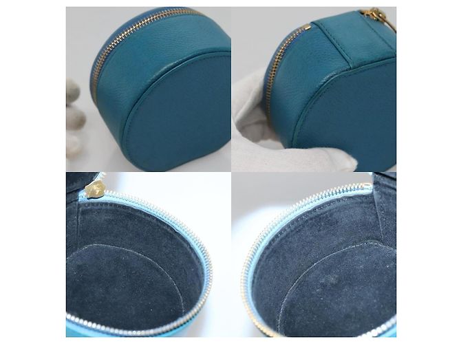 Chanel Schmuckkästchen aus blauer Kaviarhaut mit goldener CC - Ansicht 6