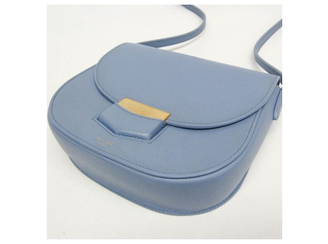 Céline Borsa a spalla media in pelle Trotter di Celine Blu chiaro - vista 4