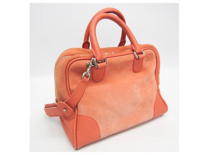 Sac à main Loewe Amazona 28 en daim et cuir Orange - vue 10