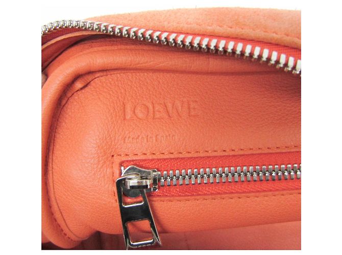 Sac à main Loewe Amazona 28 en daim et cuir Orange - vue 16