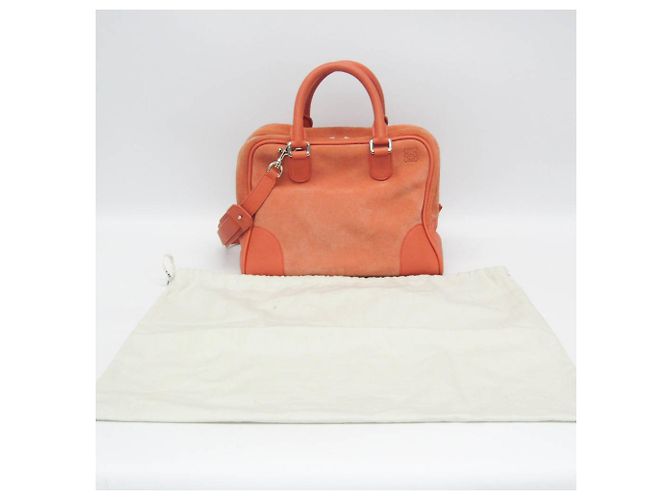 Sac à main Loewe Amazona 28 en daim et cuir Orange - vue 2