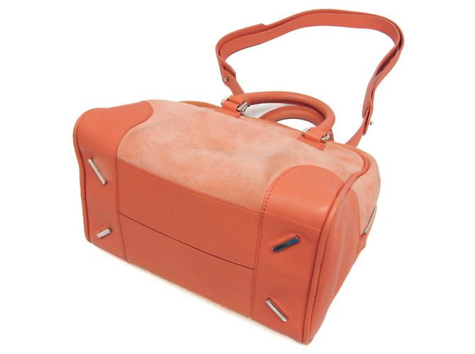 Sac à main Loewe Amazona 28 en daim et cuir Orange - vue 3