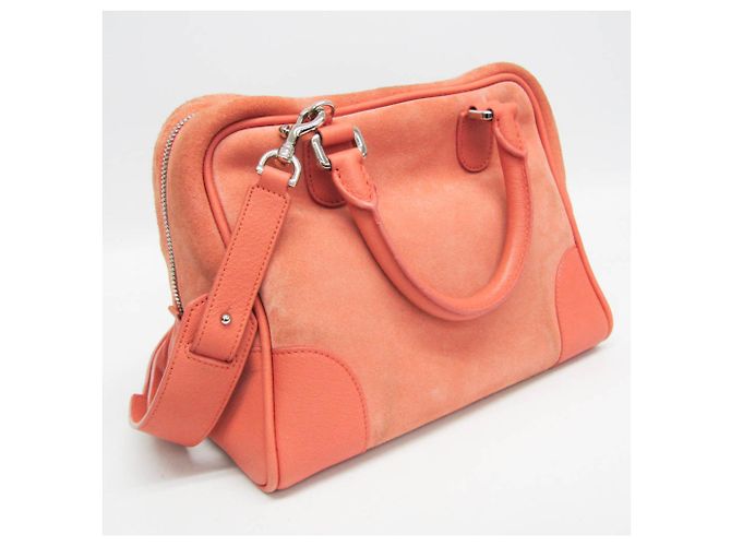 Sac à main Loewe Amazona 28 en daim et cuir Orange - vue 9
