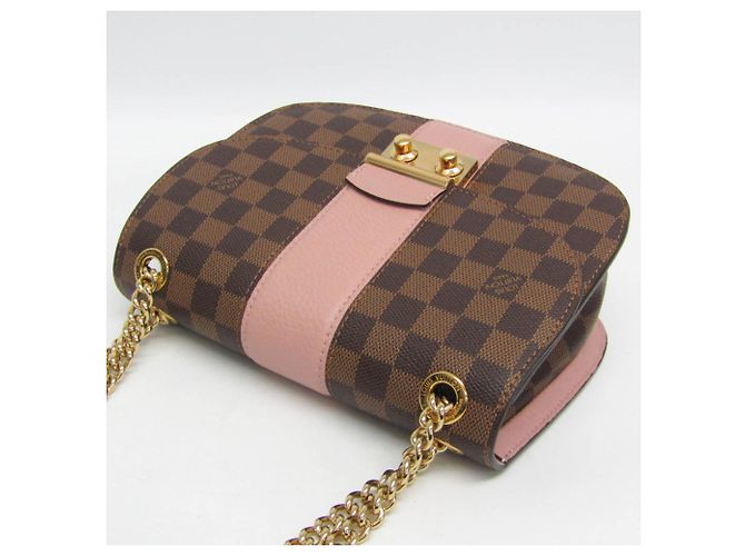 Borsa a Spalla Donna Louis Vuitton Damier Wight N64418 Marrone Rosa - vue 7