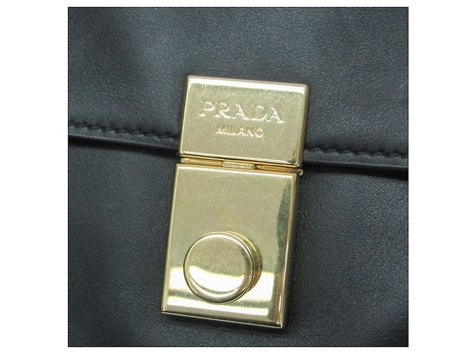 Prada Soft Sound mittelgroße Lederhandtasche Schwarz - Ansicht 8