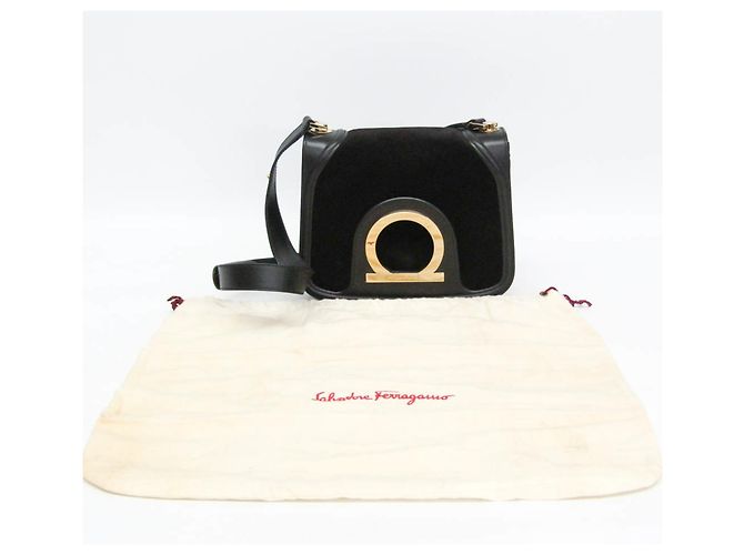 Borsa a Spalla Donna Salvatore Ferragamo Gancini AX-21 1820 Nero - vista 2