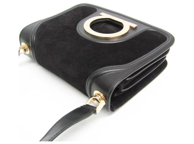 Borsa a Spalla Donna Salvatore Ferragamo Gancini AX-21 1820 Nero - vista 7