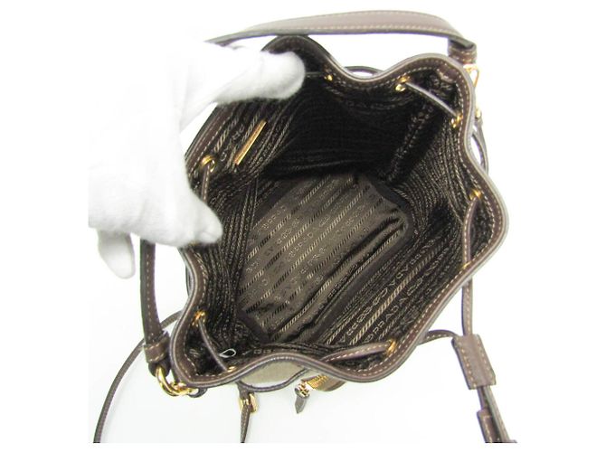 Borsa a sacco in jacquard con logo Prada Marrone Marrone scuro - vista 3